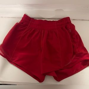 Red lululemon hotty hot shorts